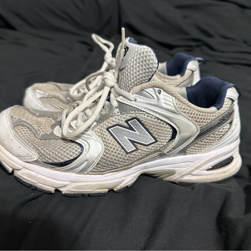New Balance Kids White and Gray Sneakers